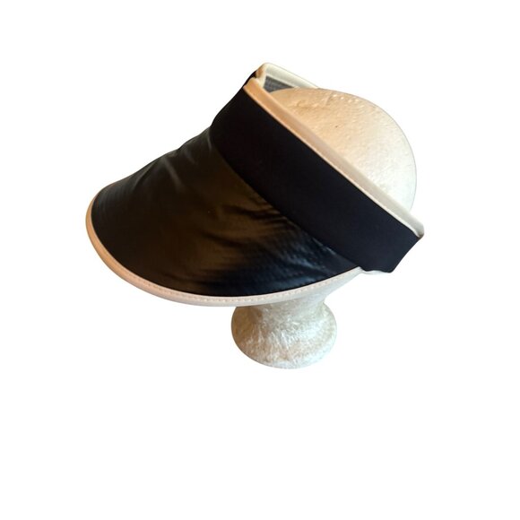 Womens Visor Hat With Elastic Band & Logo Black & Beige - Picture 2 of 5